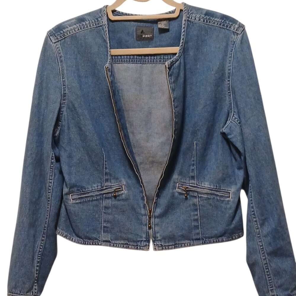 Lizwear - NWOT, Jean Jacket W/ Zip Up Front, Front Pockets, 100% Cotton,... - Picture 2 of 6